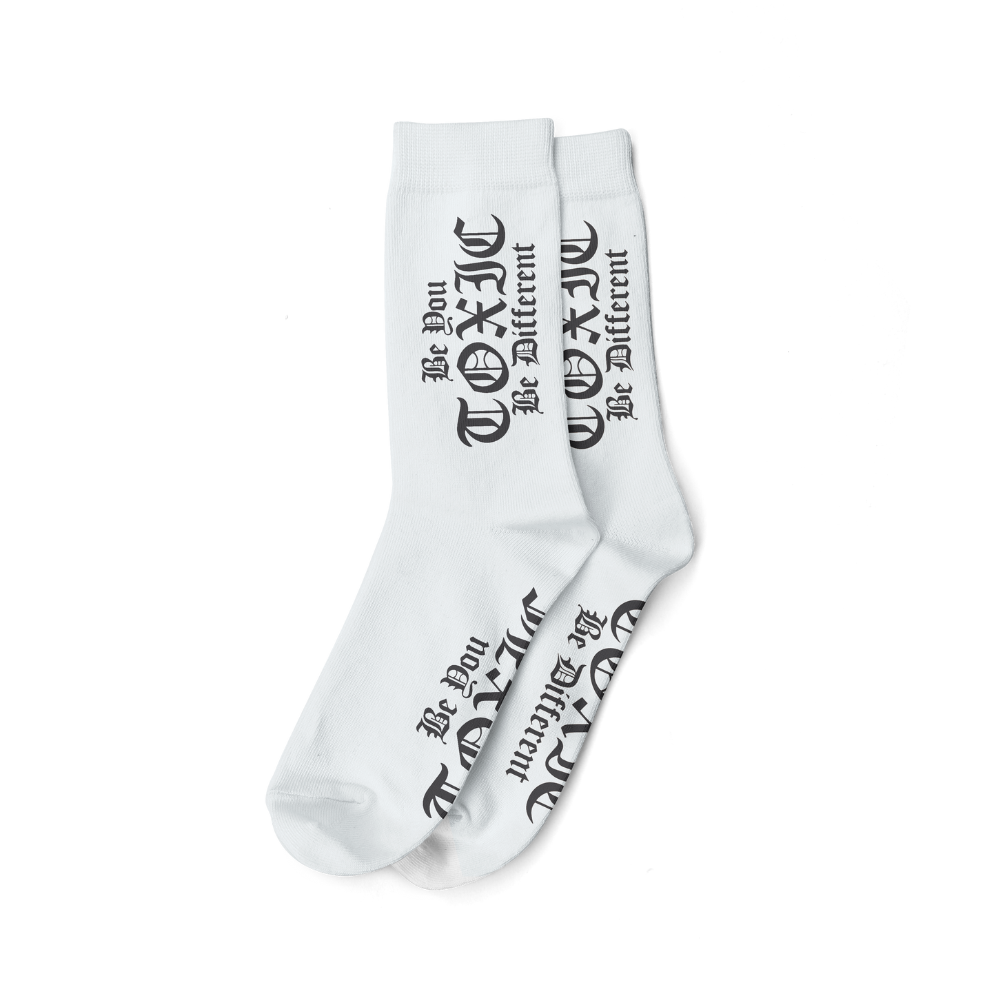 Toxic Signature Slogan Vertical Logo Socks-Toxic Clothing LLC