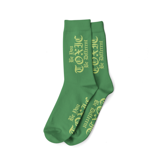 Toxic Signature Slogan Vertical Logo Socks-Toxic Clothing LLC