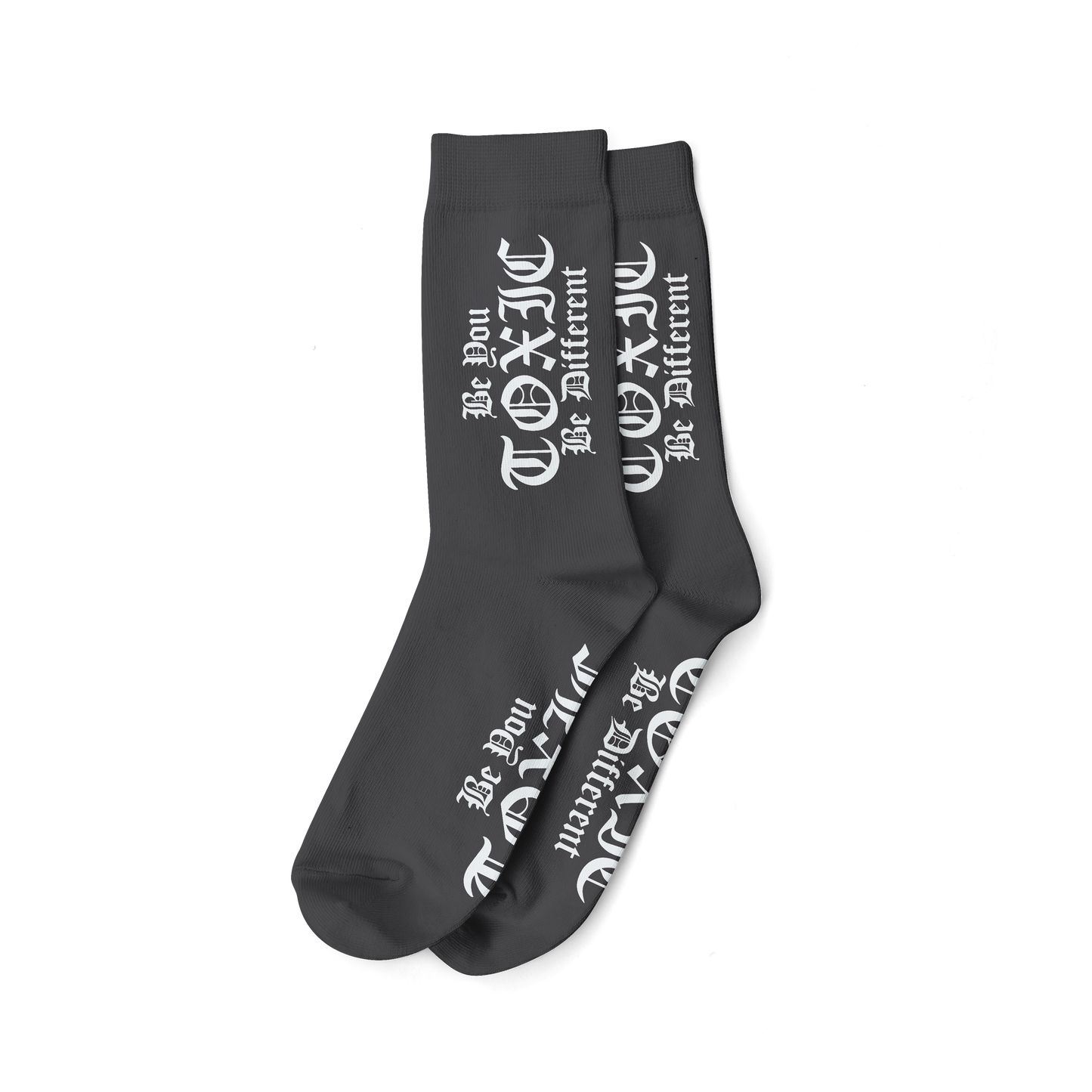 Toxic Signature Slogan Vertical Logo Socks-Toxic Clothing LLC